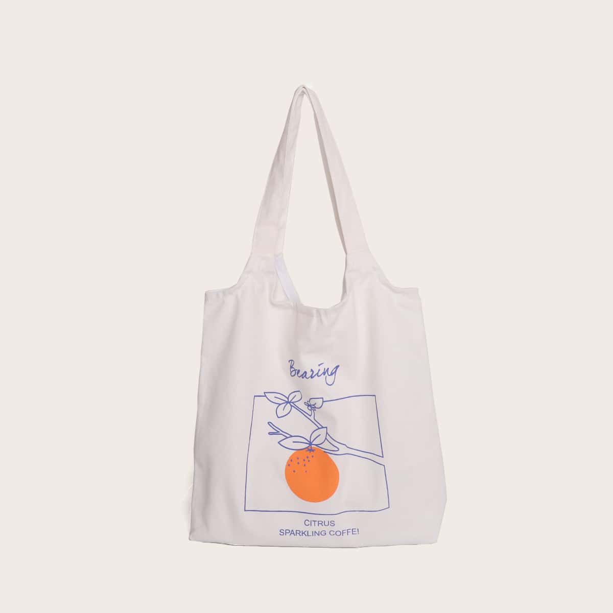 

Fruit Print Canvas Shopper Bag, White