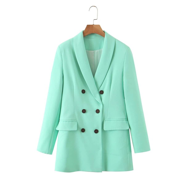 

Solid Double Breasted Blazer, Mint green