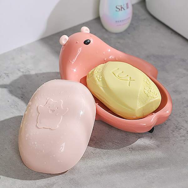 

1pc Cartoon Bear Design Soap Dish Holder, Pink