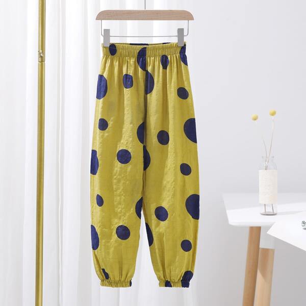 

Toddler Girls Polka Dot Carrot Pants, Mustard yellow
