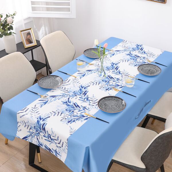 

1pc Plants Print Tablecloth, Multicolor
