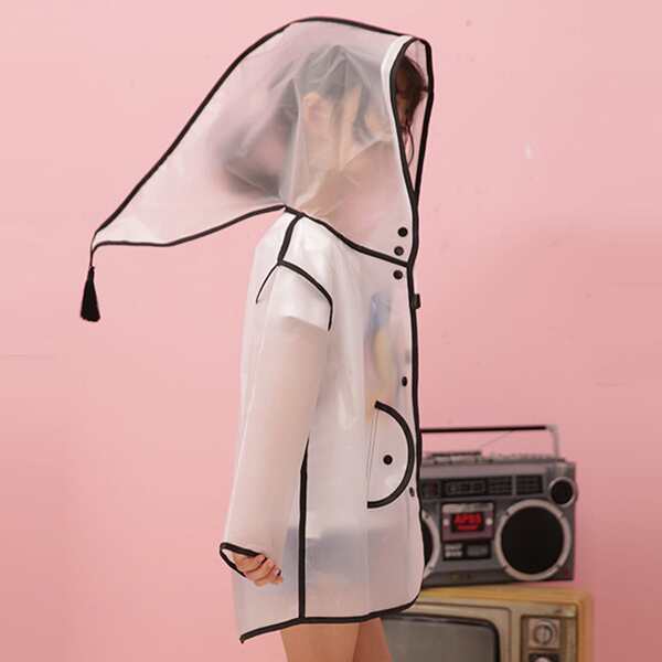 

Kids Hooded Raincoat, Clear