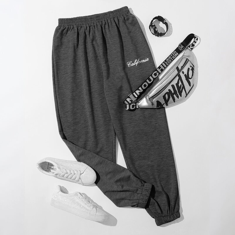 

Letter Graphic Sweatpants, Grey