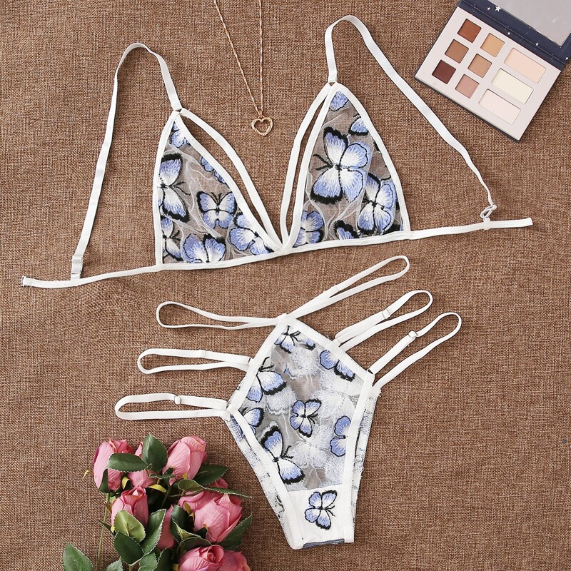 

Butterfly Ladder Cut-out Lingerie Set, White
