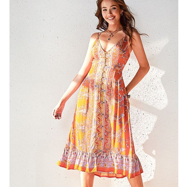 

Ruffle Hem Paisley Print Cami Dress, Multicolor