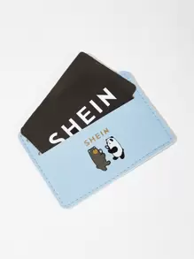 SHEIN Panda Print Card Case - Baby Blue - View 1