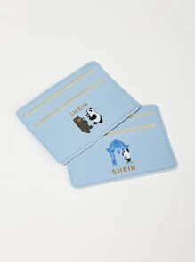 SHEIN Panda Print Card Case - Baby Blue - View 3