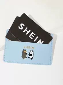 SHEIN Panda Print Card Case - Baby Blue - View 4
