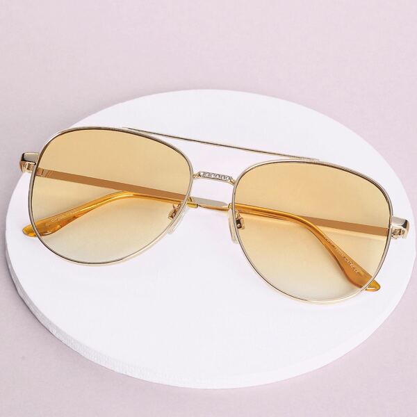 

Rhinestone Detail Aviator Style Sunglasses, Yellow