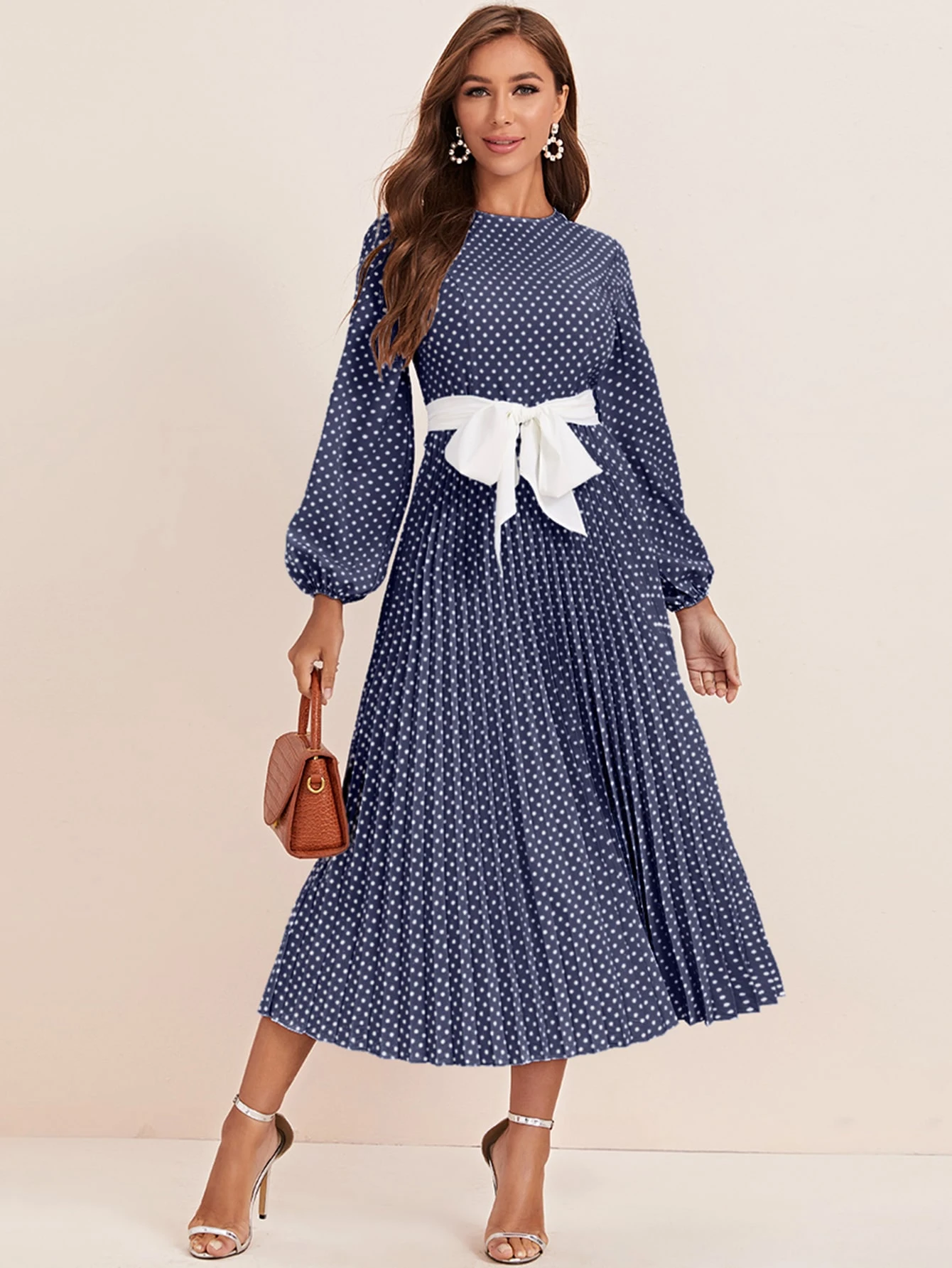 polka dot pleated dress