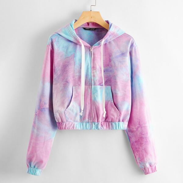 

Zipper Front Tie Dye Sweatshirt, Multicolor
