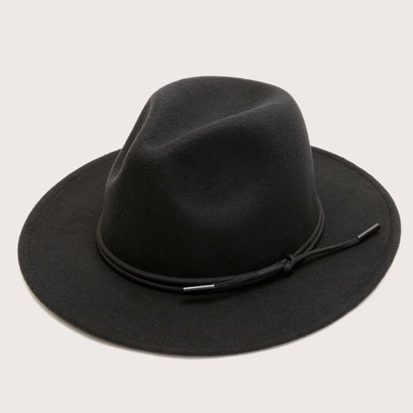 

Solid Knot Decor Fedora Hat, Black