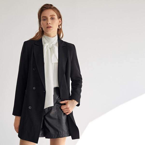 

Peak Collar Double Breasted Blazer, Black