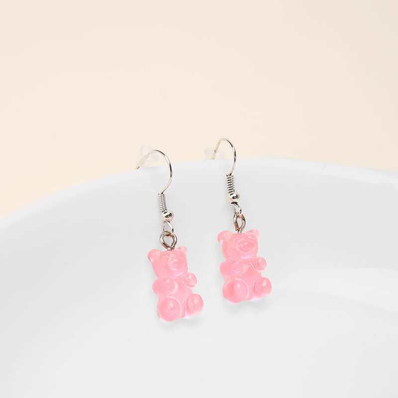 

Bear Drop Earrings, Pink