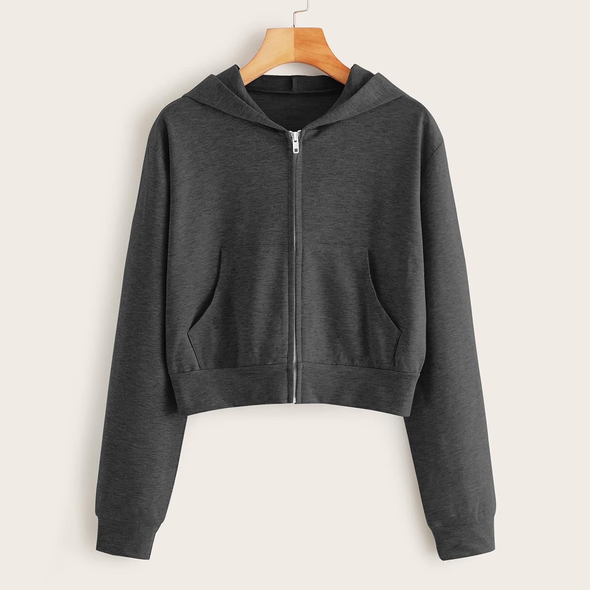 

Solid Zip Up Hoodie, Dark grey