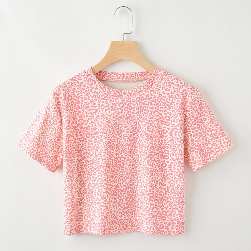 

All Over Print Crop Tee, Baby pink