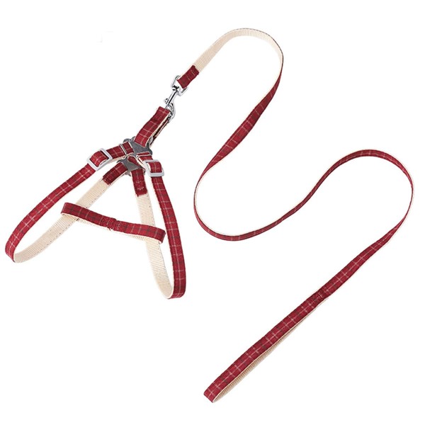 

1pc Dog Plaid Leash, Red