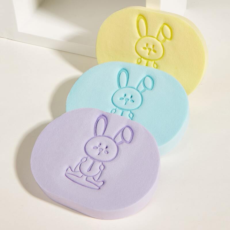 

3pcs Cartoon Pattern Facial Cleansing Puff, Multicolor