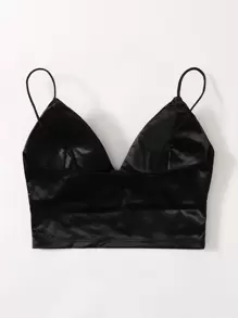 Plain Longline Bralette - Black - View 2