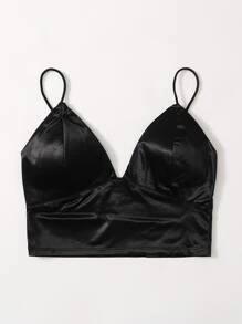 Plain Longline Bralette - Black - View 3