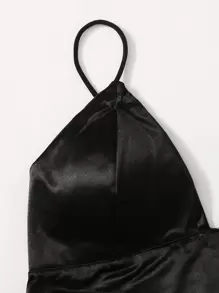 Plain Longline Bralette - Black - View 5
