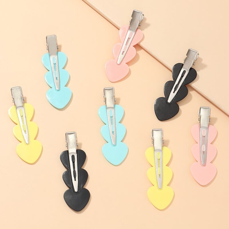 

8pcs Heart Design Hair Clip, Multicolor