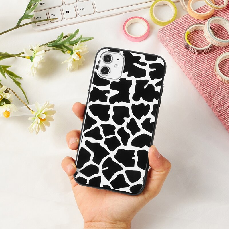 

Cow Print iPhone Case, Black and white
