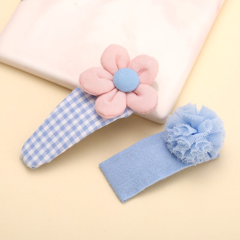 

2pcs Floral Decor Gingham Hair Clip, Multicolor
