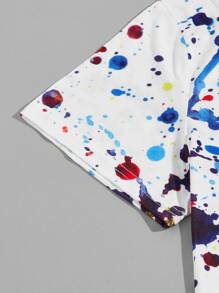 Manfinity Camiseta con patrón de salpicadura de pintura con joggers con cordón - Multicolor - Ver 4