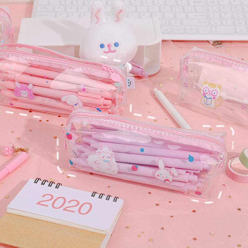 

1pc Random Cartoon Animal Clear Pencil Case