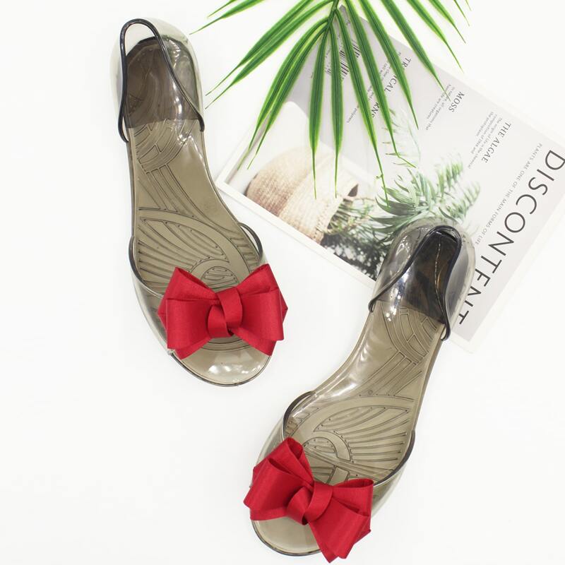 

Open Toe Bow Decor Sandals, Red