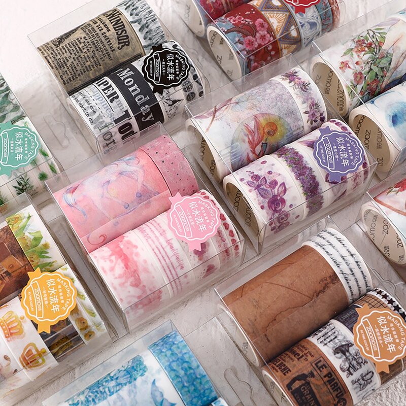 

7rolls Mixed Pattern Random Decorative Tape, Multicolor