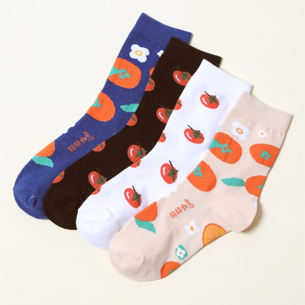 

4pairs Fruit Pattern Socks, Multicolor