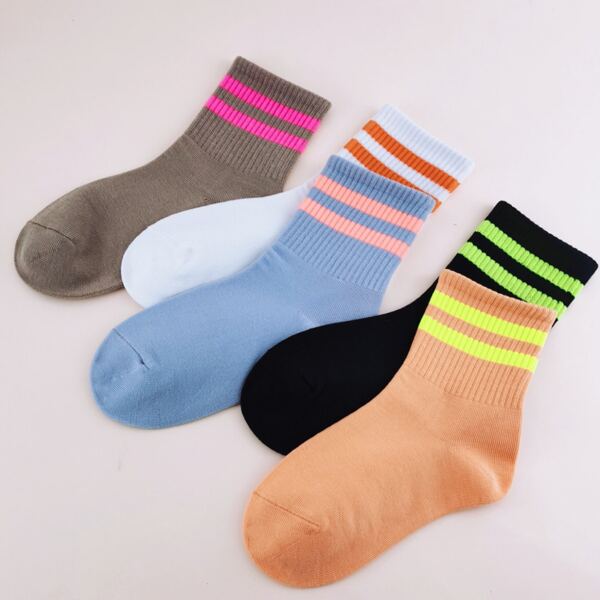 

5pairs Kids Striped Ankle Socks, Multicolor