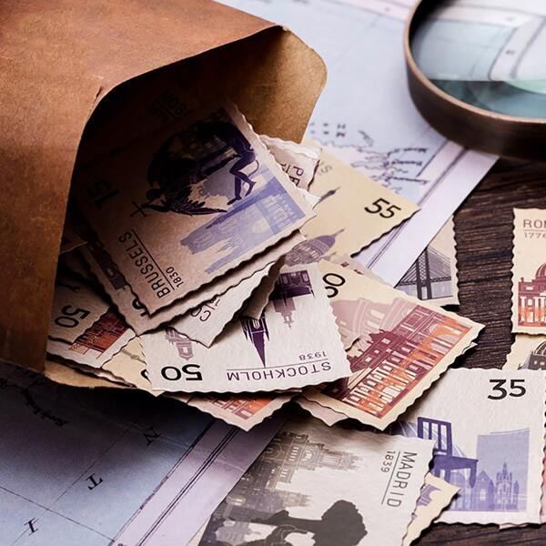 

46pcs Vintage Pattern Stamp Design Sticker, Multicolor