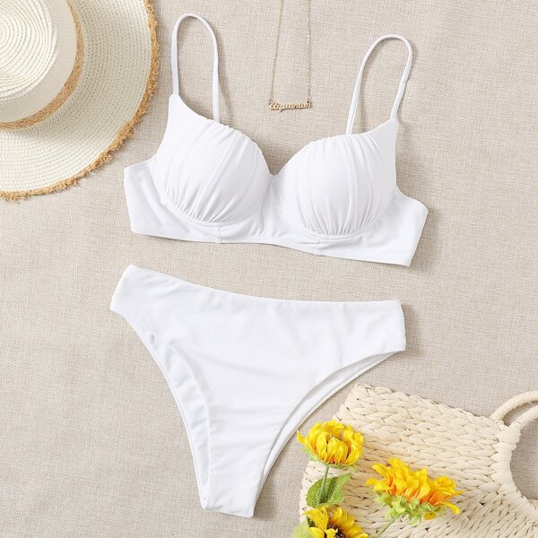 

Push Up High Waisted Bikini Swimsuit, White