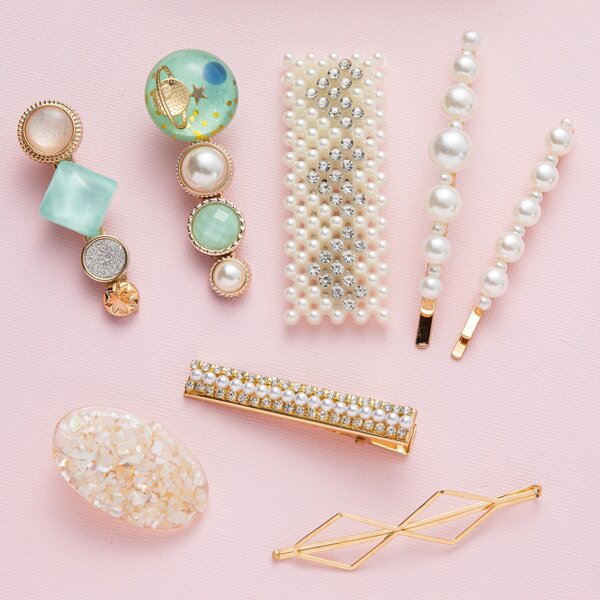 

8pcs Faux Pearl Decor Hair Clip, Multicolor