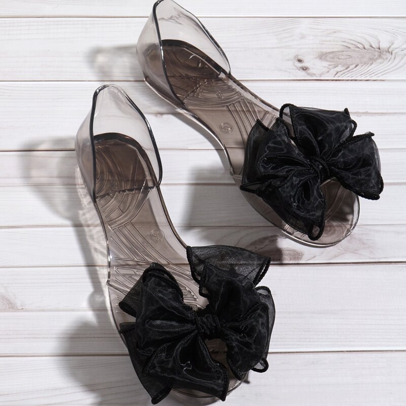 

Open Toe Bow Decor Sandals, Black