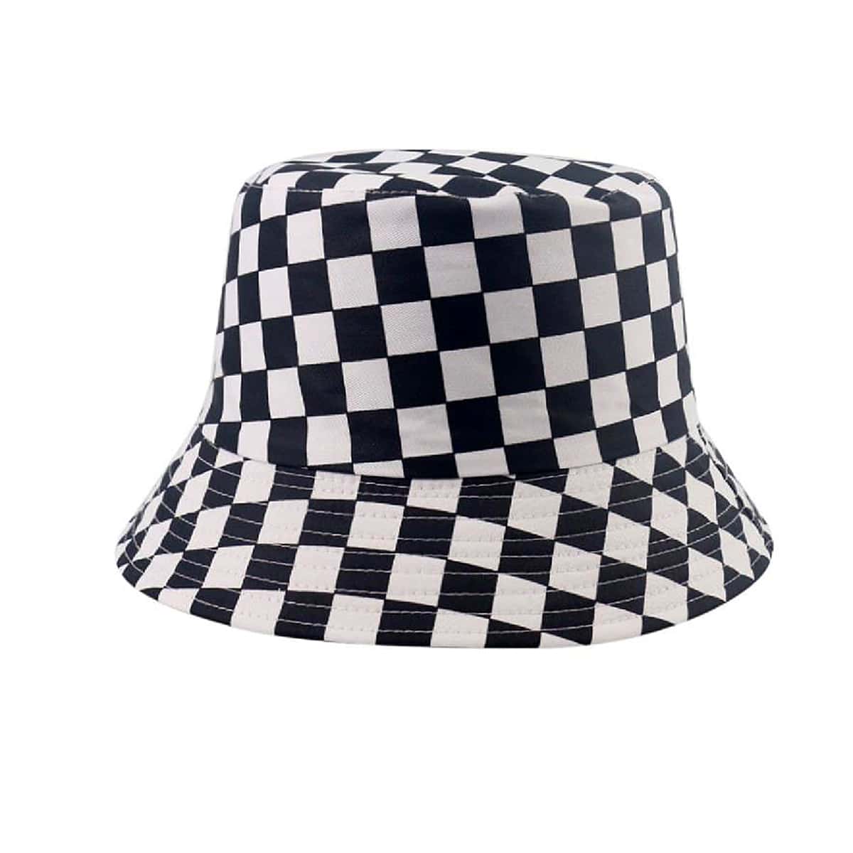 

Plaid Bucket Hat, Black and white