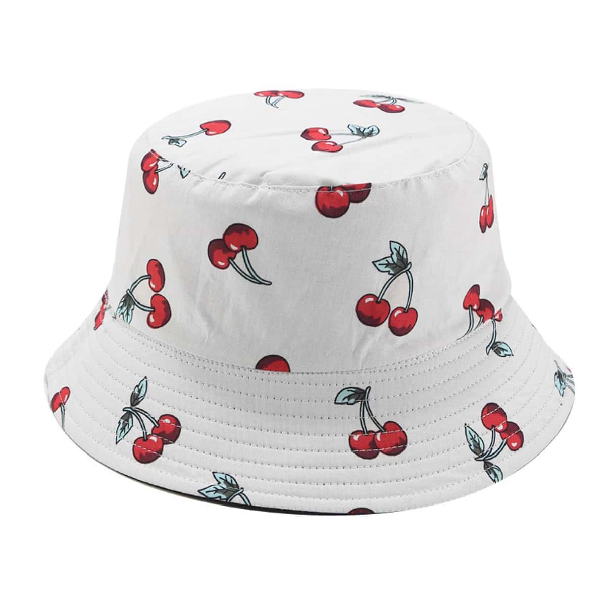 

Cherry Reversible Bucket Hat, White