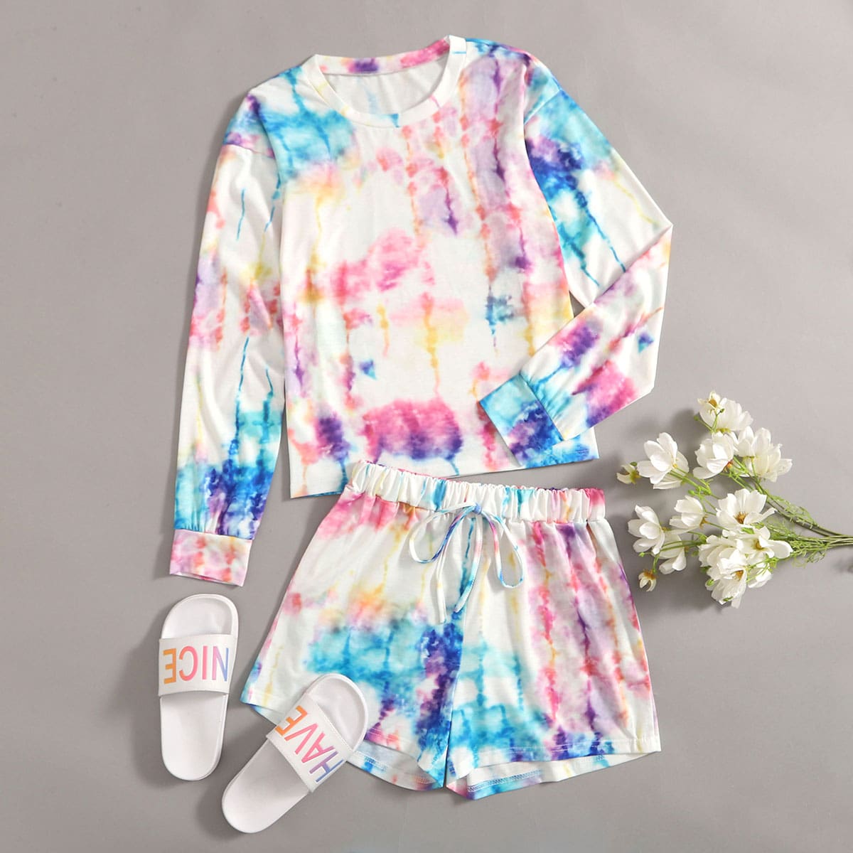 

Tie Dye Tee & Shorts PJ Set, Multicolor