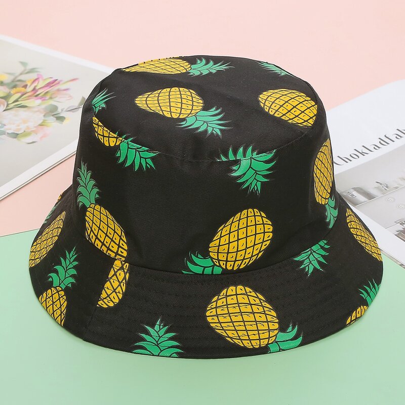 

Pineapple Reversible Bucket Hat, Black