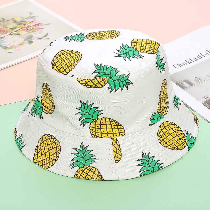 

Pineapple Reversible Bucket Hat, White