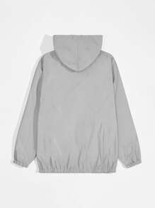 Manfinity EMRG 男士拼色拉鏈抽繩連帽夾克 - 灰色 - 查看 2