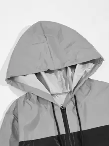 Manfinity EMRG 男士拼色拉鏈抽繩連帽夾克 - 灰色 - 查看 3