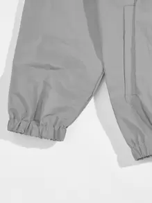 Manfinity EMRG 男士拼色拉鏈抽繩連帽夾克 - 灰色 - 查看 4