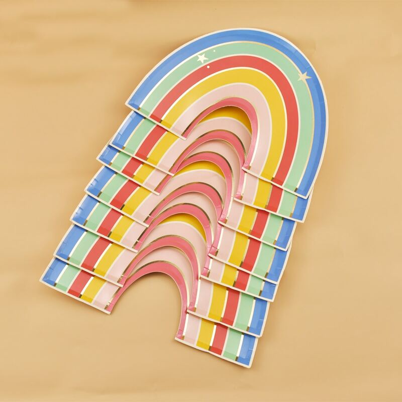 

10pcs Rainbow Shaped Disposable Plate, Multicolor