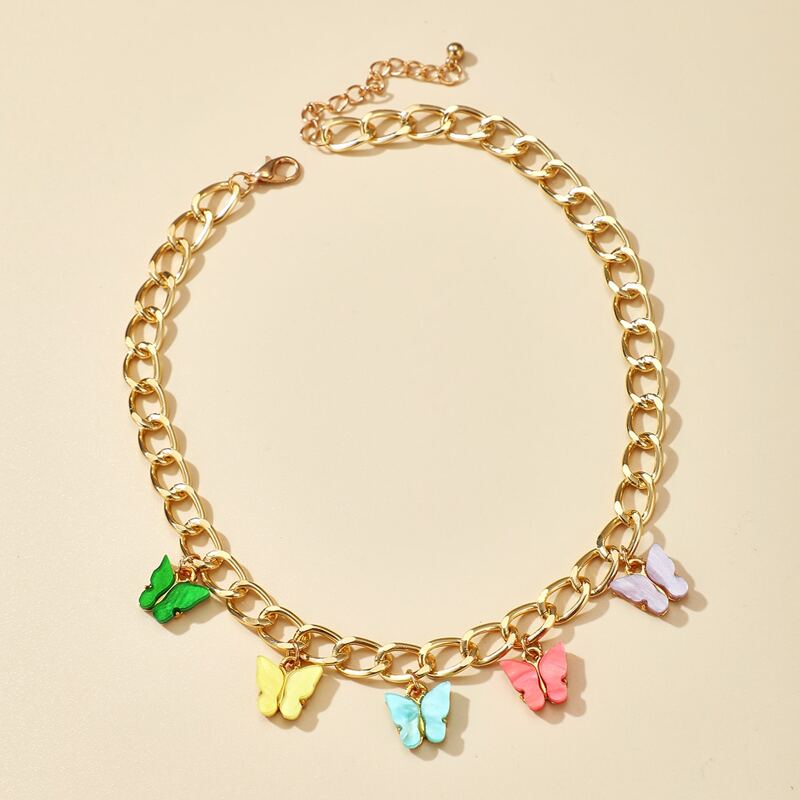 

Butterfly Charm Chain Necklace, Multicolor