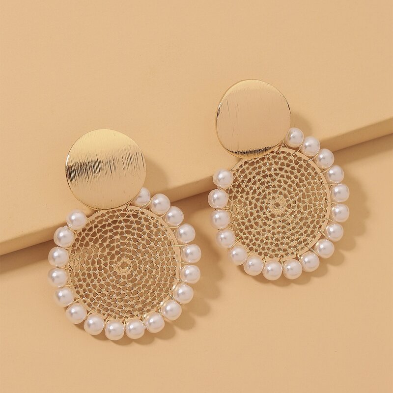 

Faux Pearl Decor Drop Earrings, Gold