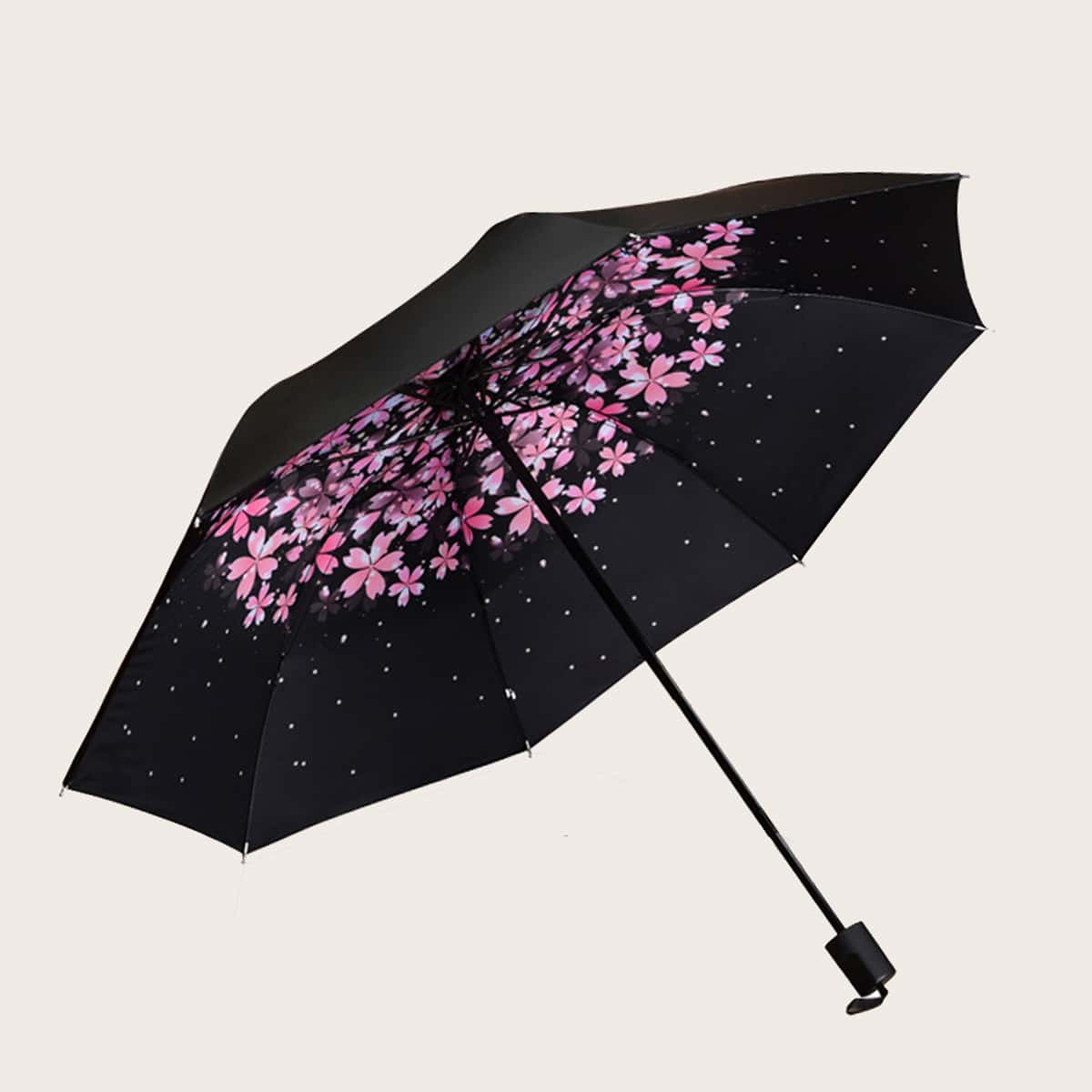 

Flower Print Umbrella, Black